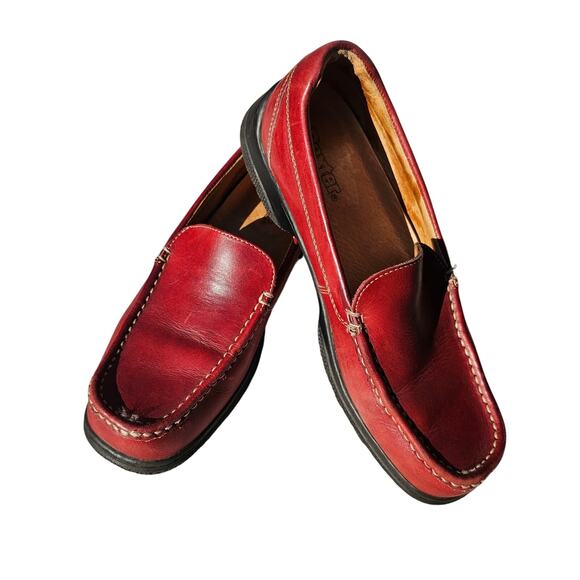 Dexter Comfort Shoes Genuine Leather Loafers in Red Size 9.5 Med - Picture 1 of 7